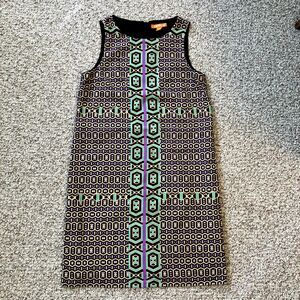 Joe Fresh Womens Sleeveless Dress Size 2 Geometric Colorful Purple Black Shift